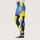 Modern Abstract geel blauw zwart patroonontwerp Leggings (Links)