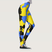Modern Abstract geel blauw zwart patroonontwerp Leggings (Rechts)