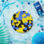 Modern Abstract geel blauw zwart patroonontwerp Papieren Bordje (Feest)