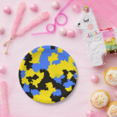 Modern Abstract geel blauw zwart patroonontwerp Papieren Bordje (Feest)