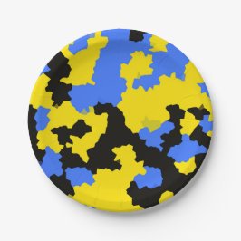 Modern Abstract geel blauw zwart patroonontwerp Papieren Bordje