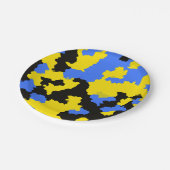 Modern Abstract geel blauw zwart patroonontwerp Papieren Bordje (Gekanteld)