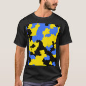 Modern Abstract geel blauw zwart patroonontwerp T-shirt (Voorkant)