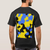 Modern Abstract geel blauw zwart patroonontwerp T-shirt (Achterkant)
