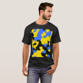 Modern Abstract geel blauw zwart patroonontwerp T-shirt (Voorkant volledig)