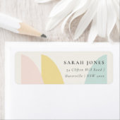 Modern Abstract Geel Blush Aqua Blue Address Etiket (Insitu)