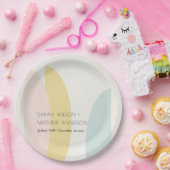 Modern Abstract Geel Blush Aqua Blue Wedding Papieren Bordje (Feest)