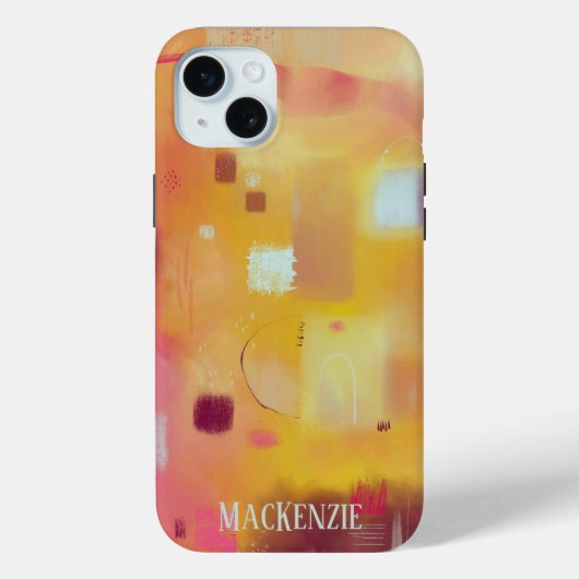 Modern Abstract geel, gepersonaliseerd Case-Mate iPhone Case (Achterkant)