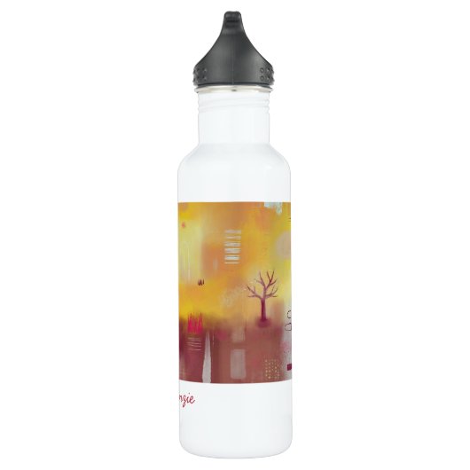 Modern Abstract geel, gepersonaliseerd Waterfles (Rechts)