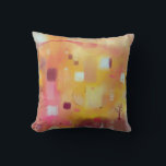 Modern Abstract geel Kussen<br><div class="desc">Een hedendaagse moderne abstracte waterverf schilderij in warme kleuren. Geel,  roze,  oranje en crème. Originele kunst van Nic Squirrell.</div>