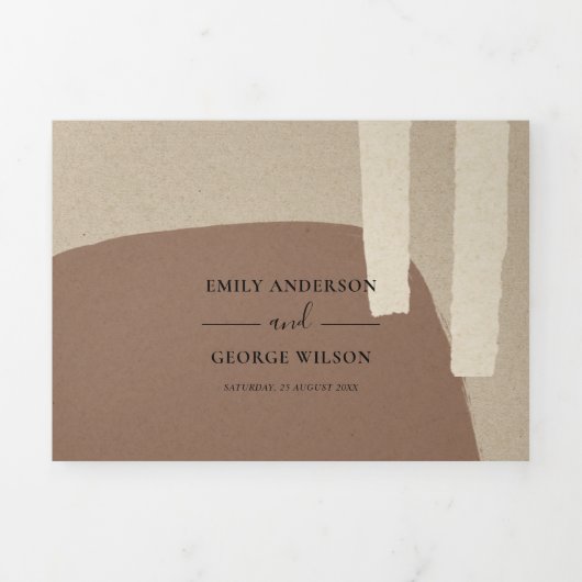 MODERN ABSTRACT GEEL ORANJE KUNSTMATIGE WEDING T DRIELUIK UITNODIGING (Cover)