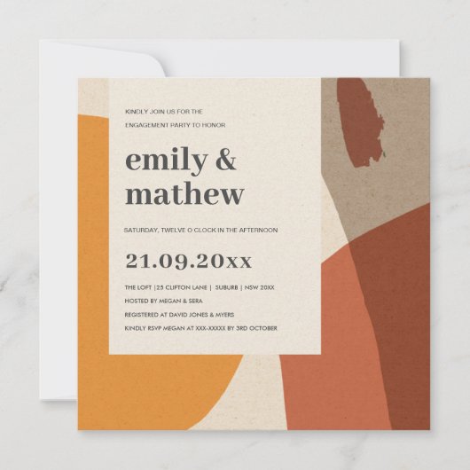 MODERN ABSTRACT GEEL TERRACOTTA ART VERLOVING KAART (Voorkant)