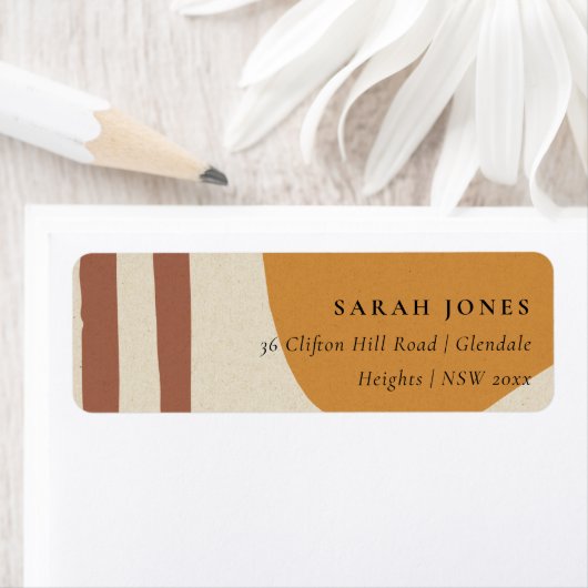 MODERN ABSTRACT GEEL TERRACOTTA ARTISTISCH ADRES ETIKET (Insitu)