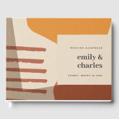 MODERN ABSTRACT GEEL TERRACOTTA ARTISTISCH WEDING GASTENBOEK (Voorkant)