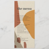 MODERN ABSTRACT GEEL TERRACOTTA ARTISTISCH WEDING MENU (Voorkant)