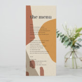 MODERN ABSTRACT GEEL TERRACOTTA ARTISTISCH WEDING MENU (Staand voorkant)