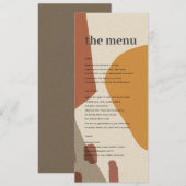 MODERN ABSTRACT GEEL TERRACOTTA ARTISTISCH WEDING MENU (Voorkant / Achterkant)