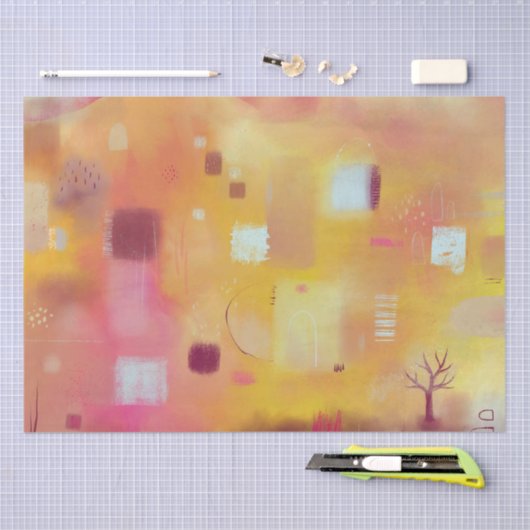 Modern Abstract geel Tissuepapier (Craft)