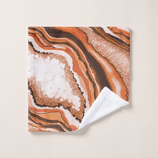 Modern Abstract gemarmerd Oranje Carnelian Gemston Bad Handdoek (Wasdoekje)