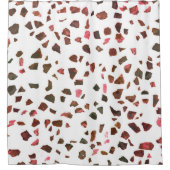 Modern Abstract gemarmerd roze Terracotta Terrazzo Douchegordijn (Voorkant)