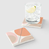 Modern Abstract geo Pastel Oranje roze beige Stenen Onderzetter (Zijkant)