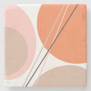 Modern Abstract geo Pastel Oranje roze beige Stenen Onderzetter
