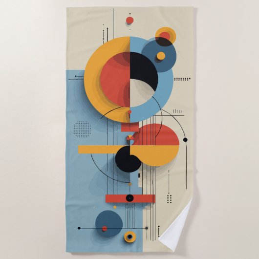 Modern Abstract Geometric Art Composition Strandlaken (Voorkant)