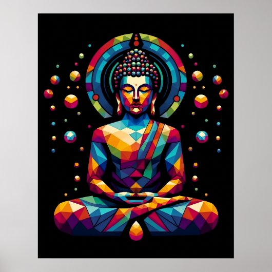 Modern Abstract Geometric Art | Gautama Buddha Poster (Voorkant)