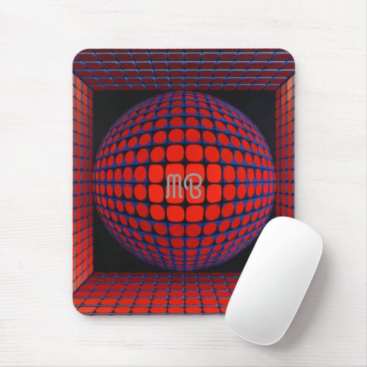 Modern Abstract Geometric Black Red Blue Pattern Muismat (Met muis)