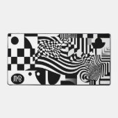Modern Abstract Geometric Black White Pattern Bureaumat (Voorkant)