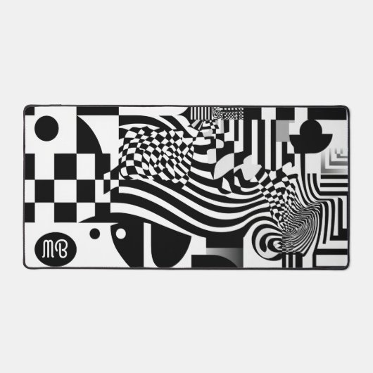 Modern Abstract Geometric Black White Pattern Bureaumat (Voorkant)