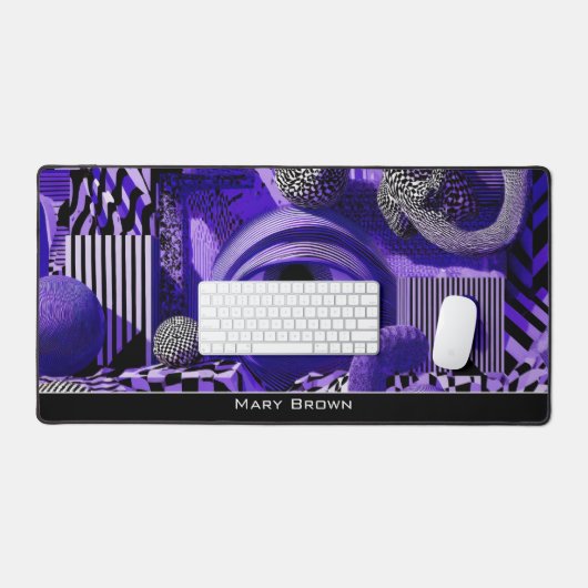 Modern Abstract Geometric Black White Purple Art Bureaumat (Keyboard & Muis)