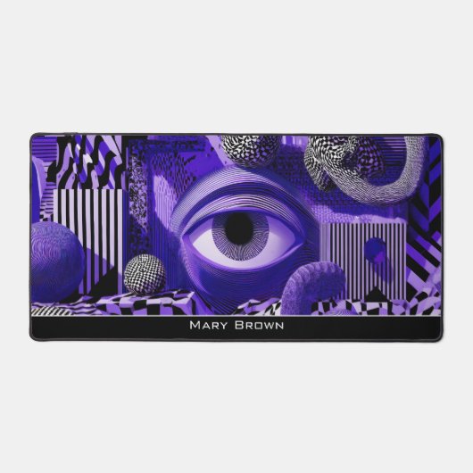 Modern Abstract Geometric Black White Purple Art Bureaumat (Voorkant)
