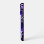Modern Abstract Geometric Black White Purple Art iPhone 16 Hoesje (Linkerkant)