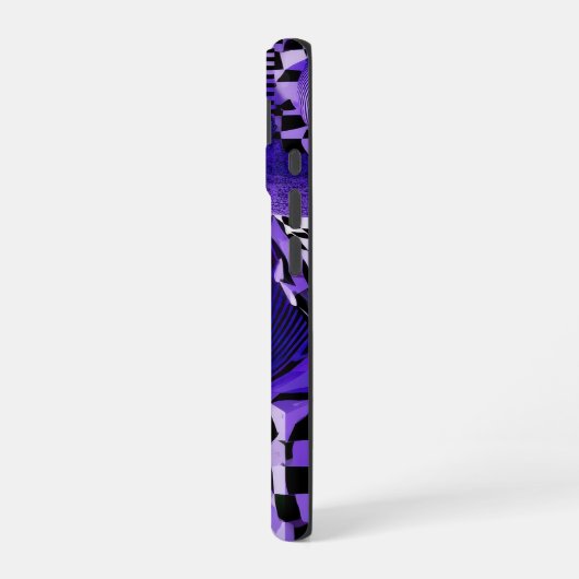Modern Abstract Geometric Black White Purple Art iPhone 16 Hoesje (Linkerkant)