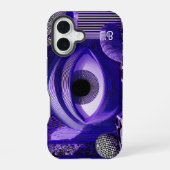 Modern Abstract Geometric Black White Purple Art iPhone 16 Hoesje (Achterkant)