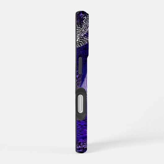 Modern Abstract Geometric Black White Purple Art iPhone 16 Hoesje (Rechterkant)
