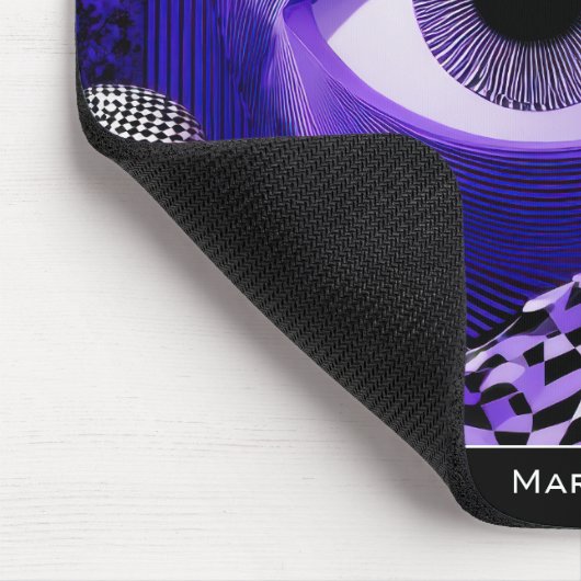 Modern Abstract Geometric Black White Purple Art Muismat (Hoek)