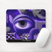 Modern Abstract Geometric Black White Purple Art Muismat (Met muis)