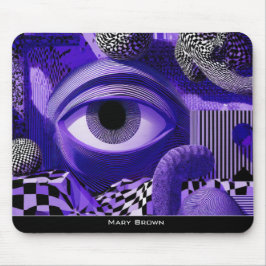 Modern Abstract Geometric Black White Purple Art Muismat