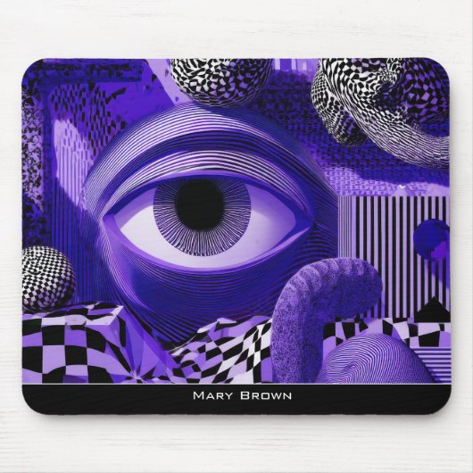 Modern Abstract Geometric Black White Purple Art Muismat (Voorkant)