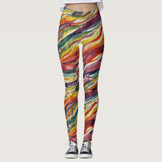 Modern abstract geometric digital pattern 40 leggings (Voorkant)