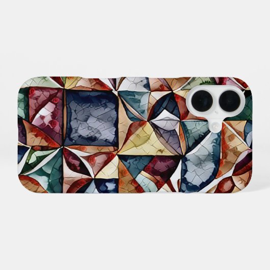 Modern abstract geometric digital pattern 55 iPhone 16 hoesje (Achterkant horizontaal)