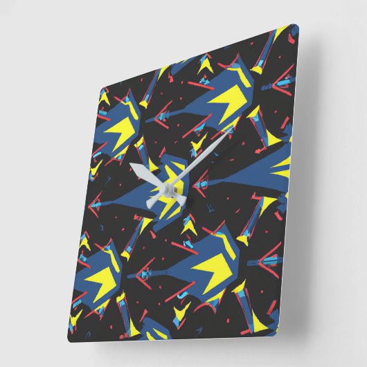 Modern abstract geometric digital pattern 57 vierkante klok (Hoek)