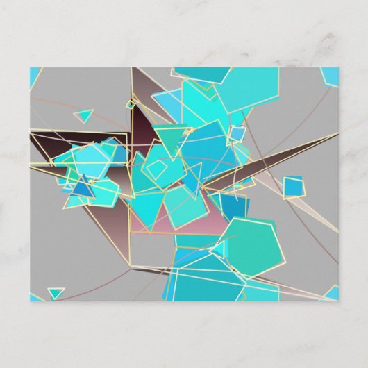 Modern Abstract - Geometric, Grey and Turquoise Briefkaart (Voorkant)