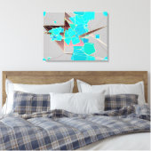 Modern Abstract - Geometric, Grey and Turquoise Canvas Afdruk (Insitu (Slaapkamer))