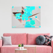 Modern Abstract - Geometric, Grey and Turquoise Canvas Afdruk (Insitu (Woonkamer))