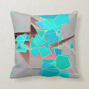 Modern Abstract - Geometric, Grey and Turquoise Kussen