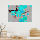 Modern Abstract - Geometric, Grey and Turquoise Poster (Keuken)