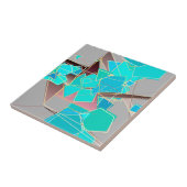 Modern Abstract - Geometric, Grey and Turquoise Tegeltje (Zijkant)